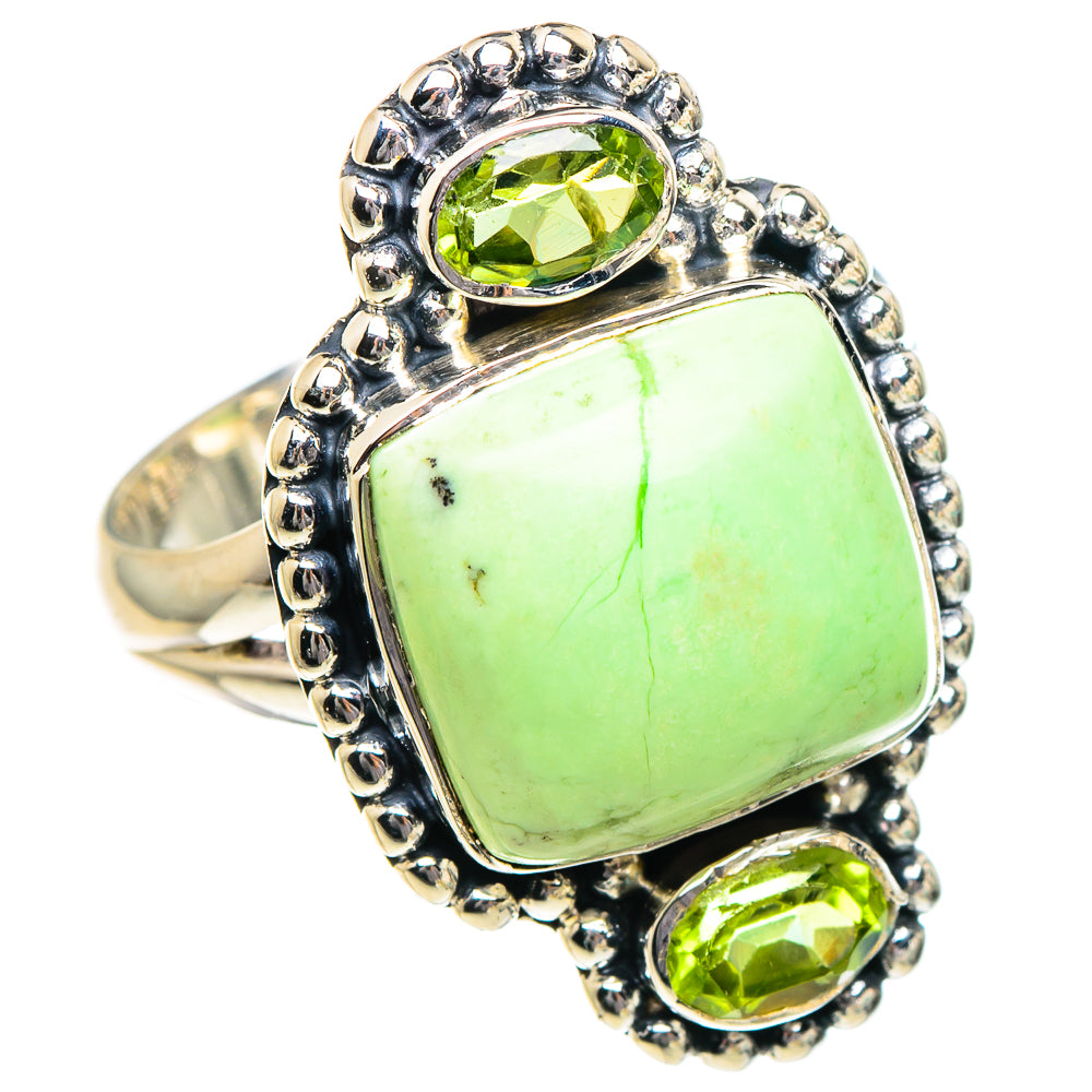 Lemon Chrysoprase, Peridot Rings handcrafted by Anasilvercos - RING94977