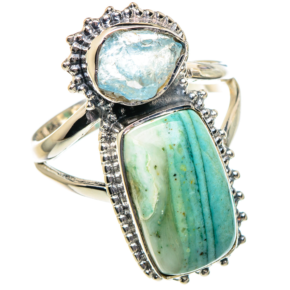 Ocean Jasper, Aquamarine Rings handcrafted by Anasilvercos - RING94989