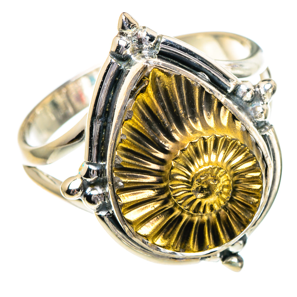 Pyrite Fossil Rings handcrafted by Anasilvercos - RING95006