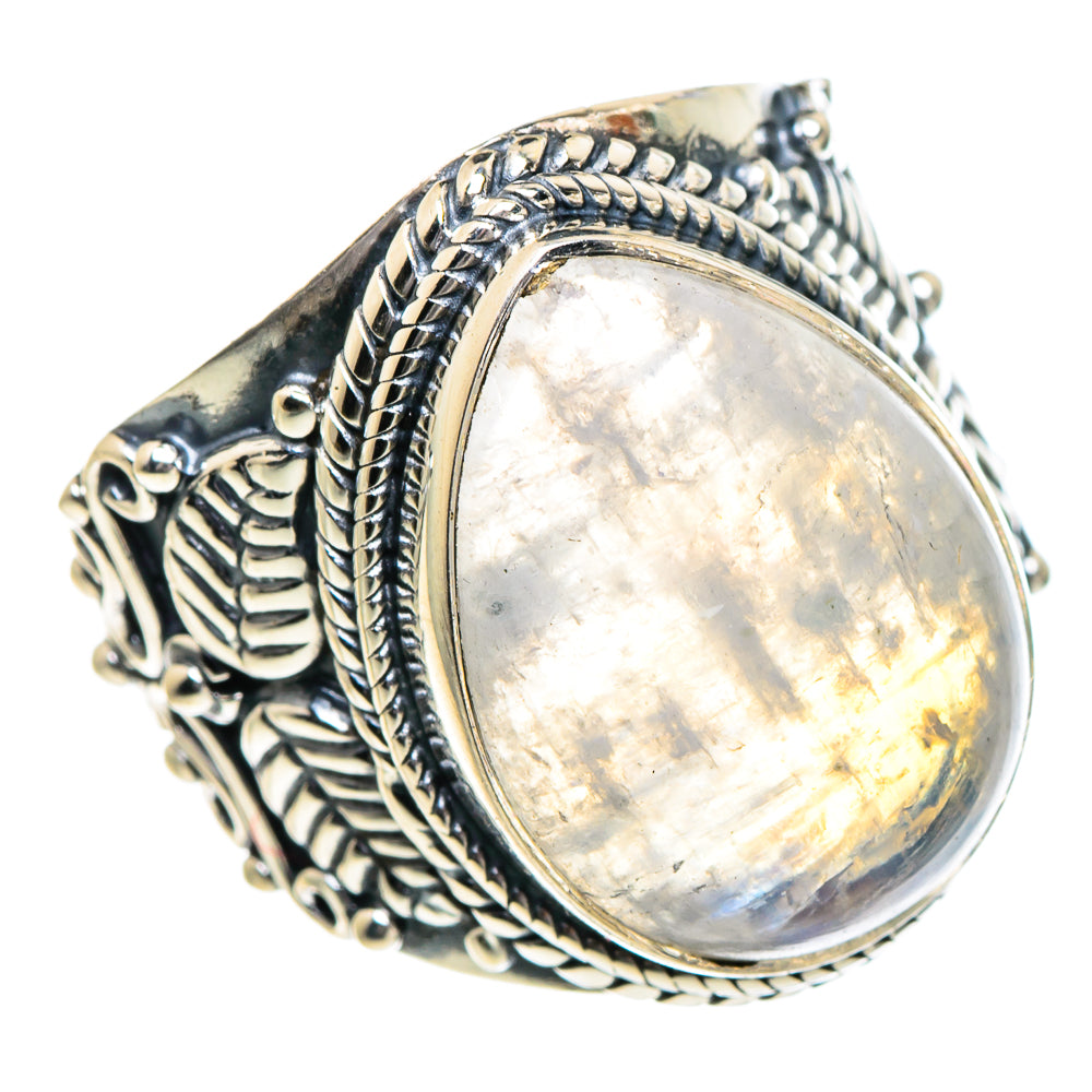 Rainbow Moonstone Rings handcrafted by Anasilvercos - RING95064