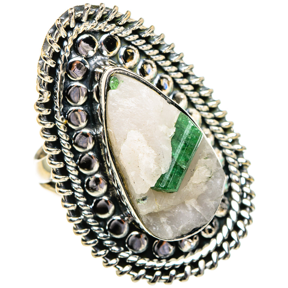 Green Tourmaline In Quartz Rings handcrafted by Anasilvercos - RING95156