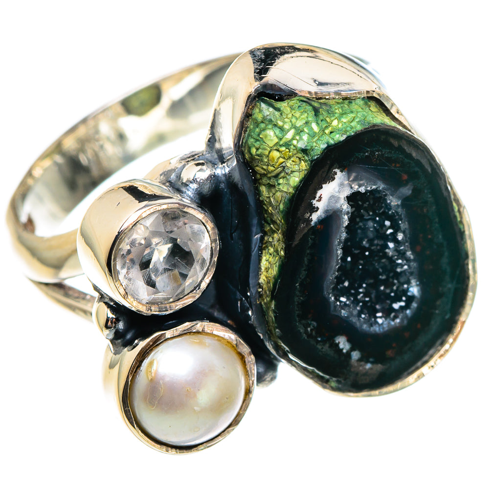 Coconut Geode Druzy Rings handcrafted by Anasilvercos - RING95203