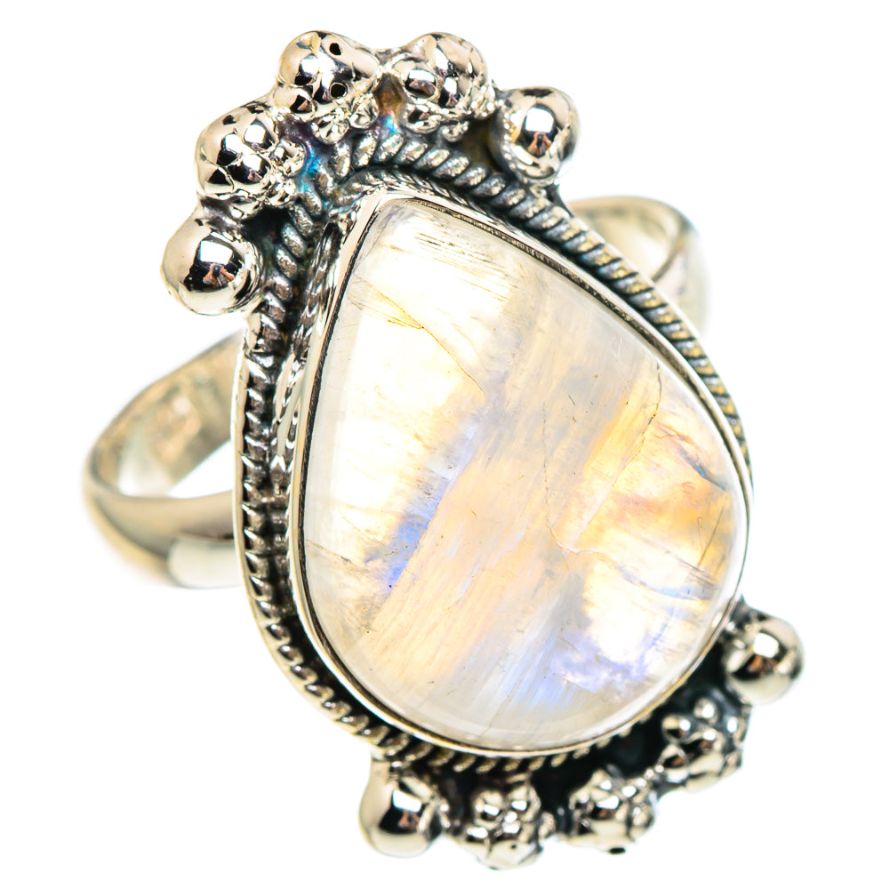 Rainbow Moonstone Rings handcrafted by Anasilvercos - RING95206