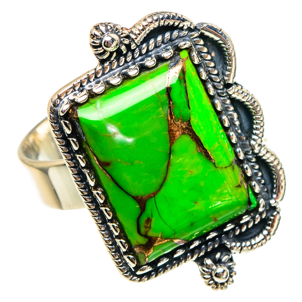 Green Copper Composite Turquoise Rings handcrafted by Anasilvercos - RING95219