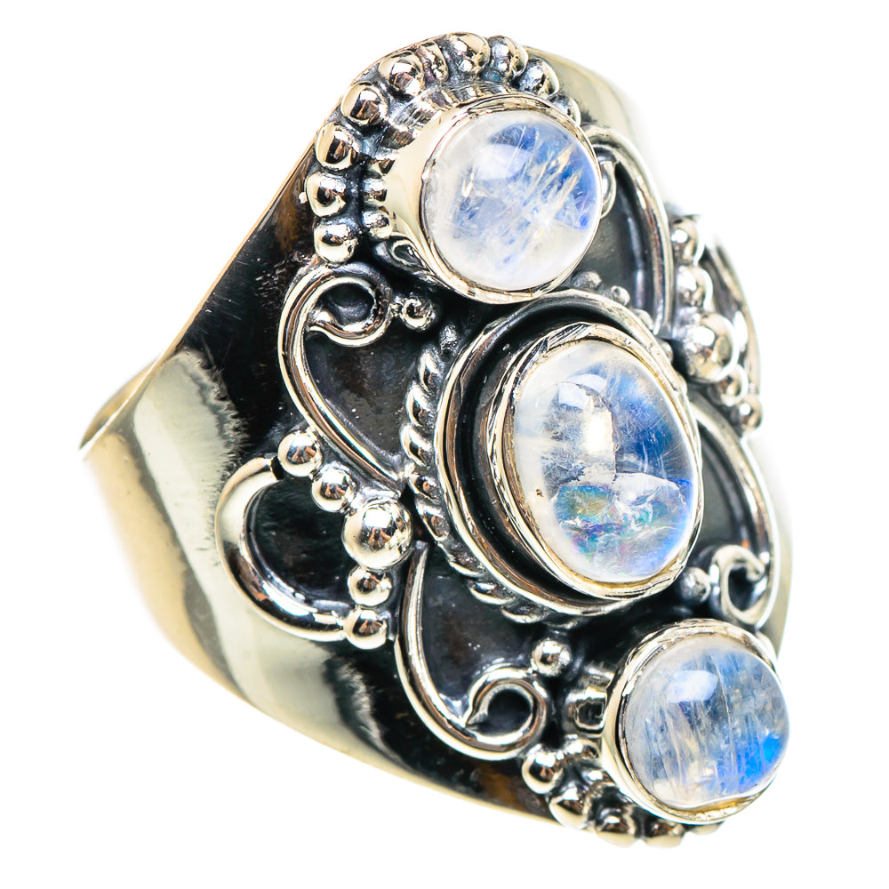Rainbow Moonstone Rings handcrafted by Anasilvercos - RING95231
