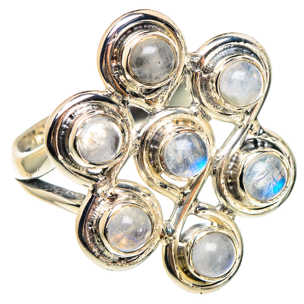 Rainbow Moonstone Rings handcrafted by Anasilvercos - RING95232