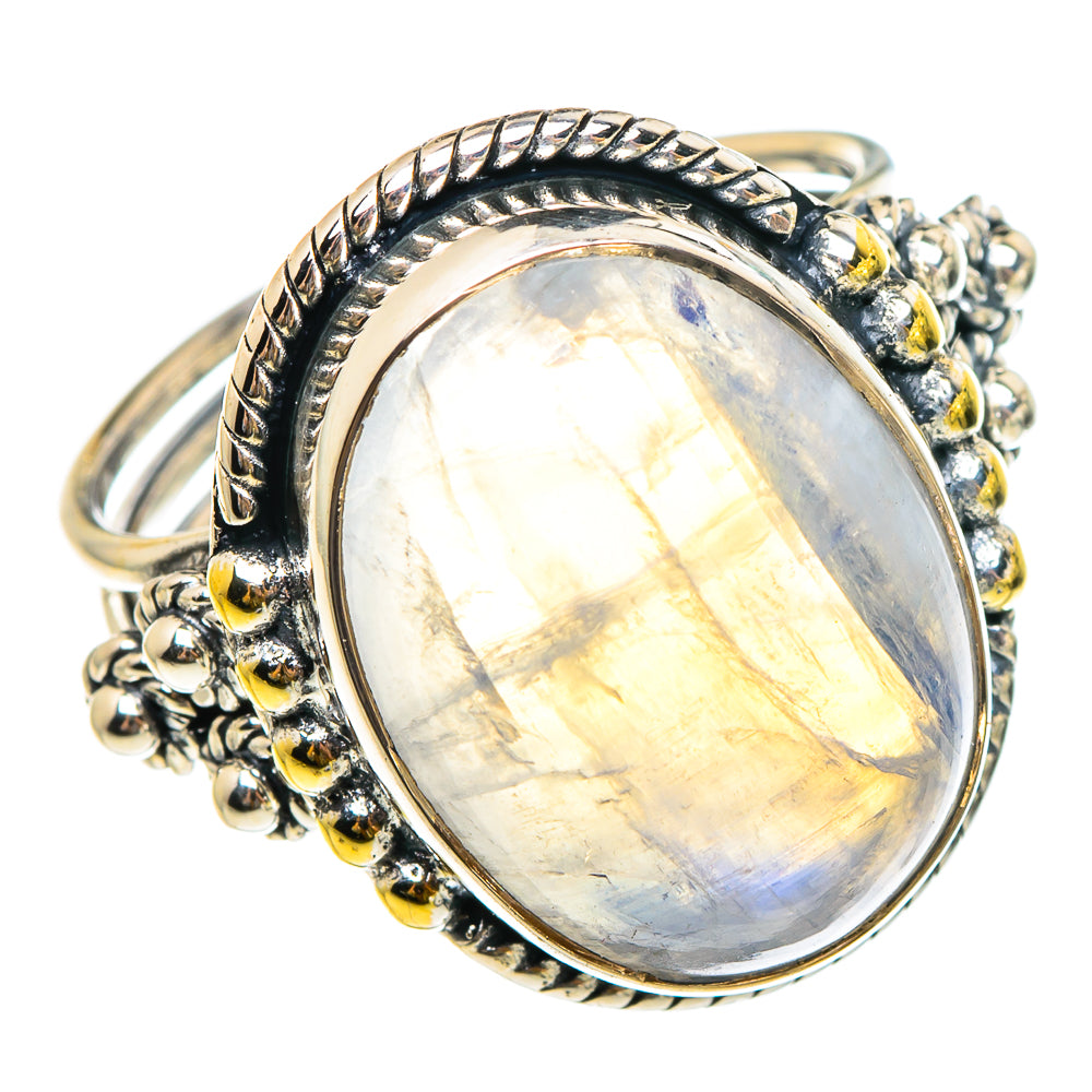 Rainbow Moonstone Rings handcrafted by Anasilvercos - RING95252