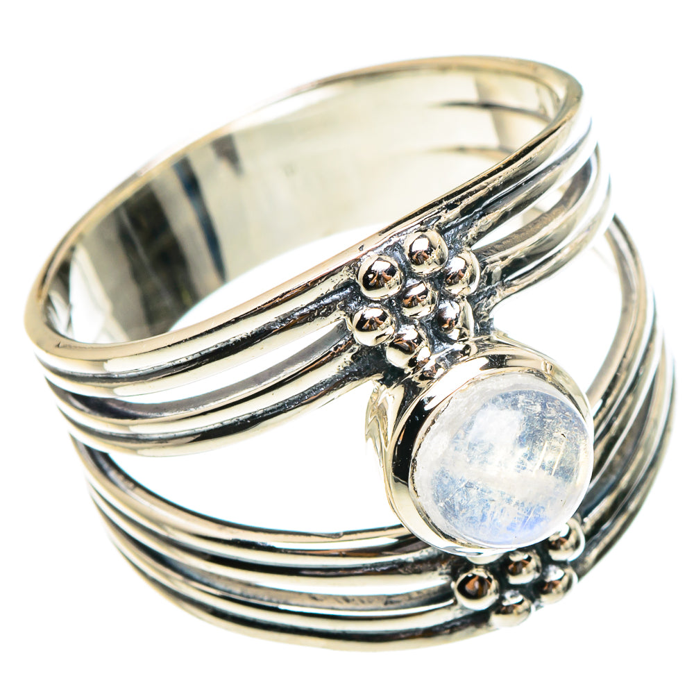 Rainbow Moonstone Rings handcrafted by Anasilvercos - RING95265