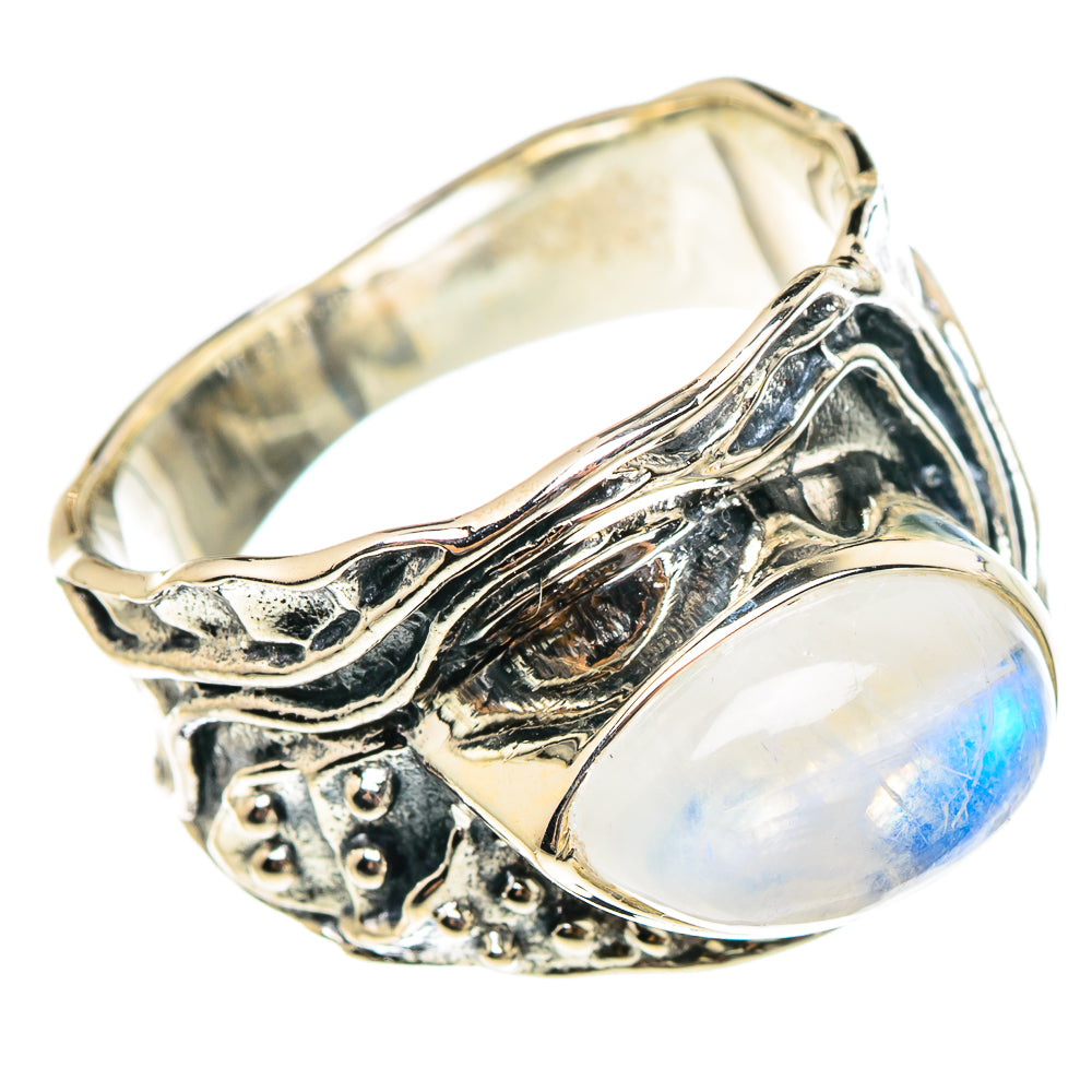 Rainbow Moonstone Rings handcrafted by Anasilvercos - RING95266