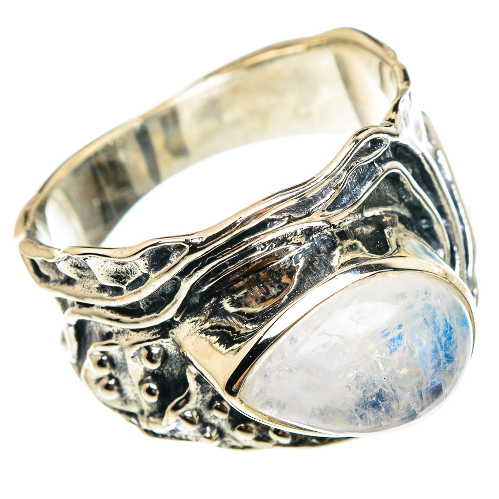 Rainbow Moonstone Rings handcrafted by Anasilvercos - RING95283