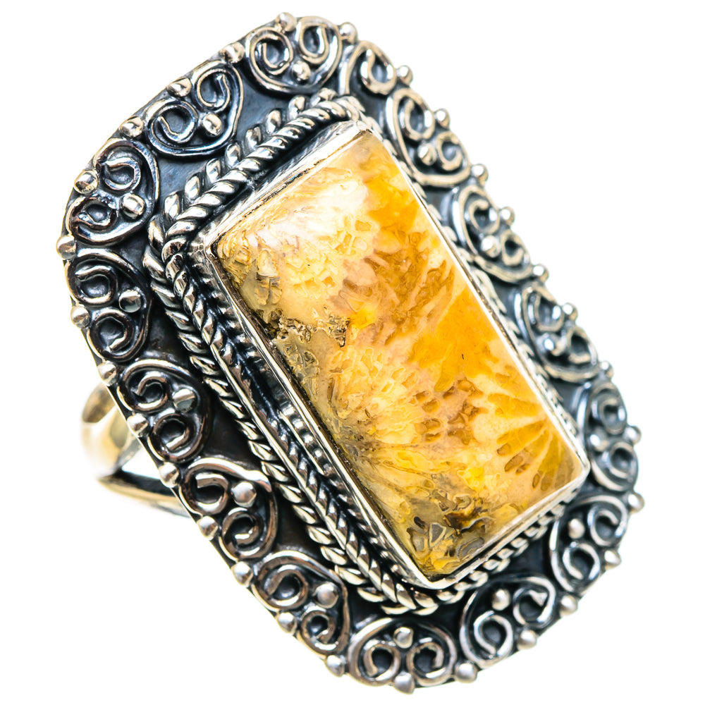 Fossil Coral Rings handcrafted by Anasilvercos - RING95320 - Photo 2