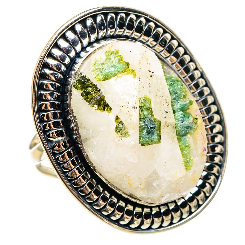 Green Tourmaline In Quartz Rings handcrafted by Anasilvercos - RING95356