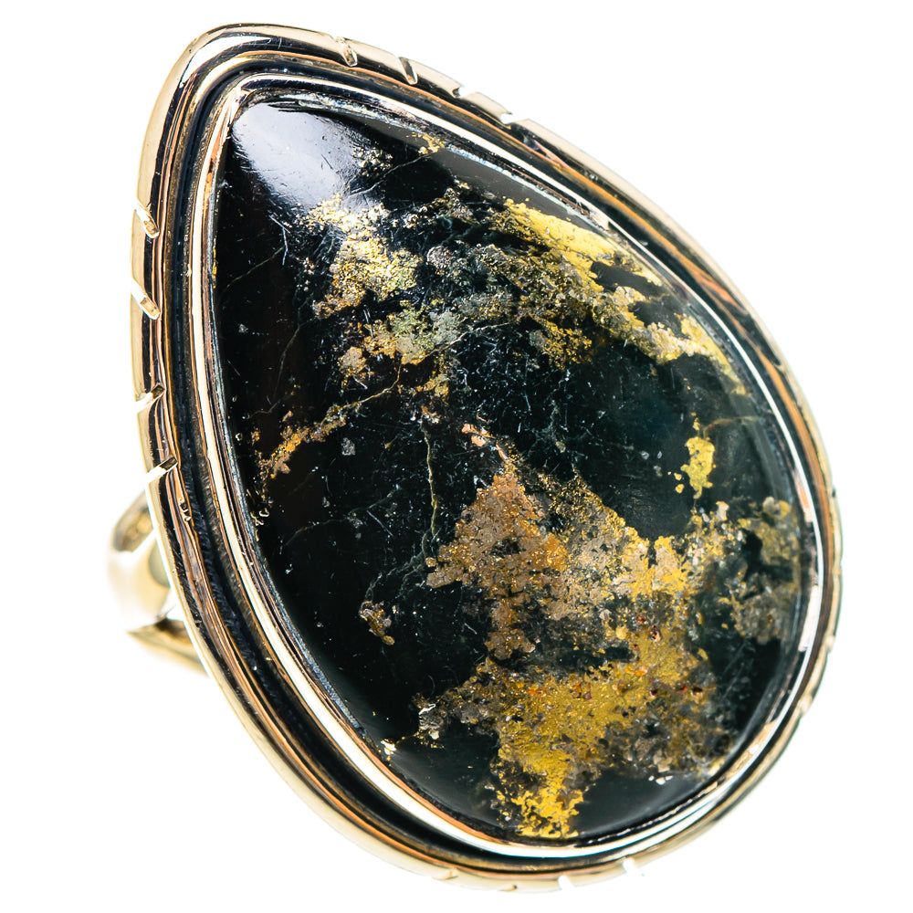 Pyrite In Black Onyx Rings handcrafted by Anasilvercos - RING95451