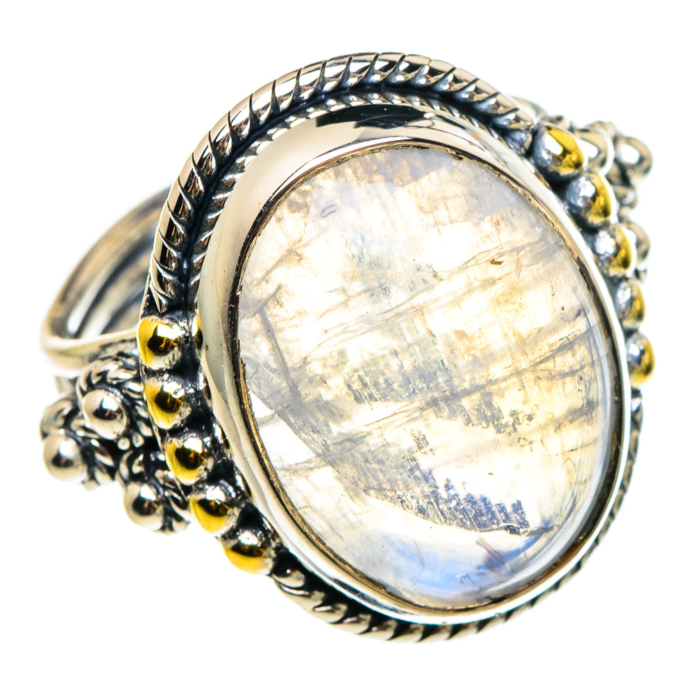 Rainbow Moonstone Rings handcrafted by Anasilvercos - RING95594