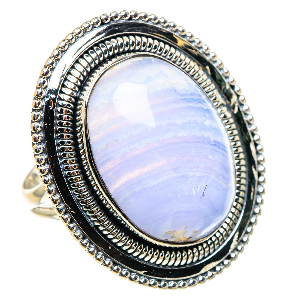 Blue Lace Agate Rings handcrafted by Anasilvercos - RING95687