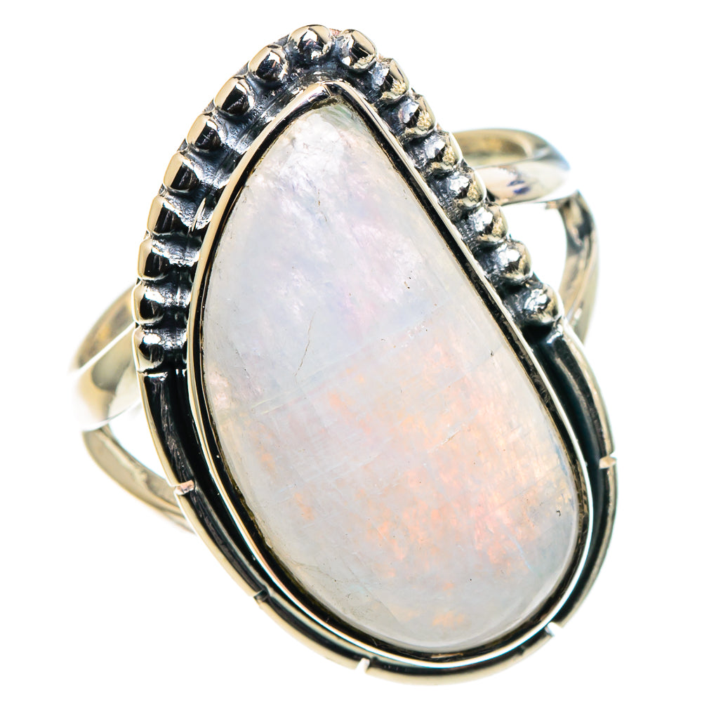 Rainbow Moonstone Rings handcrafted by Anasilvercos - RING95843