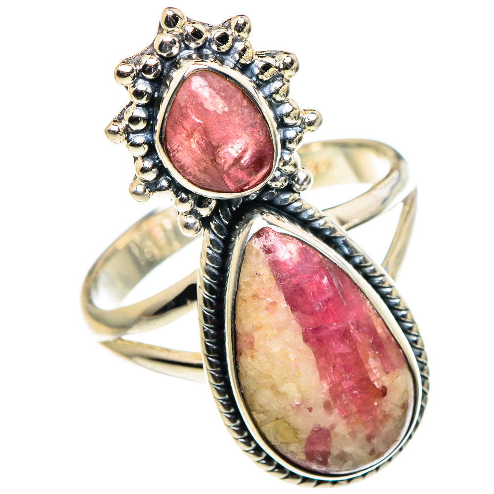 Thulite, Pink Tourmaline Rings handcrafted by Anasilvercos - RING95886