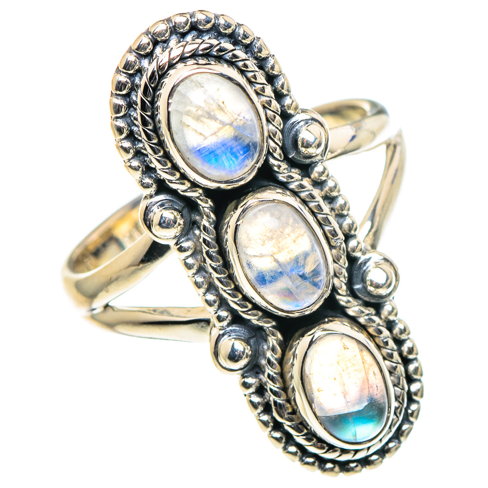 Rainbow Moonstone Rings handcrafted by Anasilvercos - RING95908