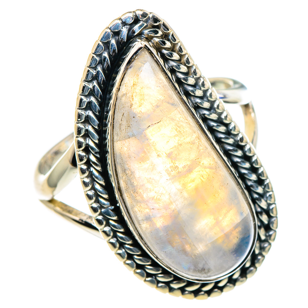 Rainbow Moonstone Rings handcrafted by Anasilvercos - RING95921
