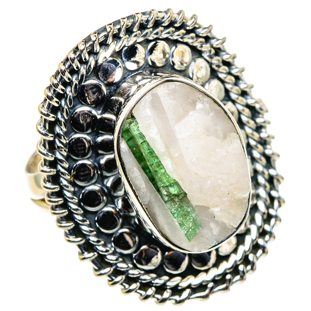Green Tourmaline In Quartz Rings handcrafted by Anasilvercos - RING95929
