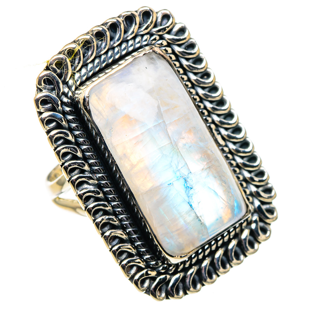 Rainbow Moonstone Rings handcrafted by Anasilvercos - RING95930