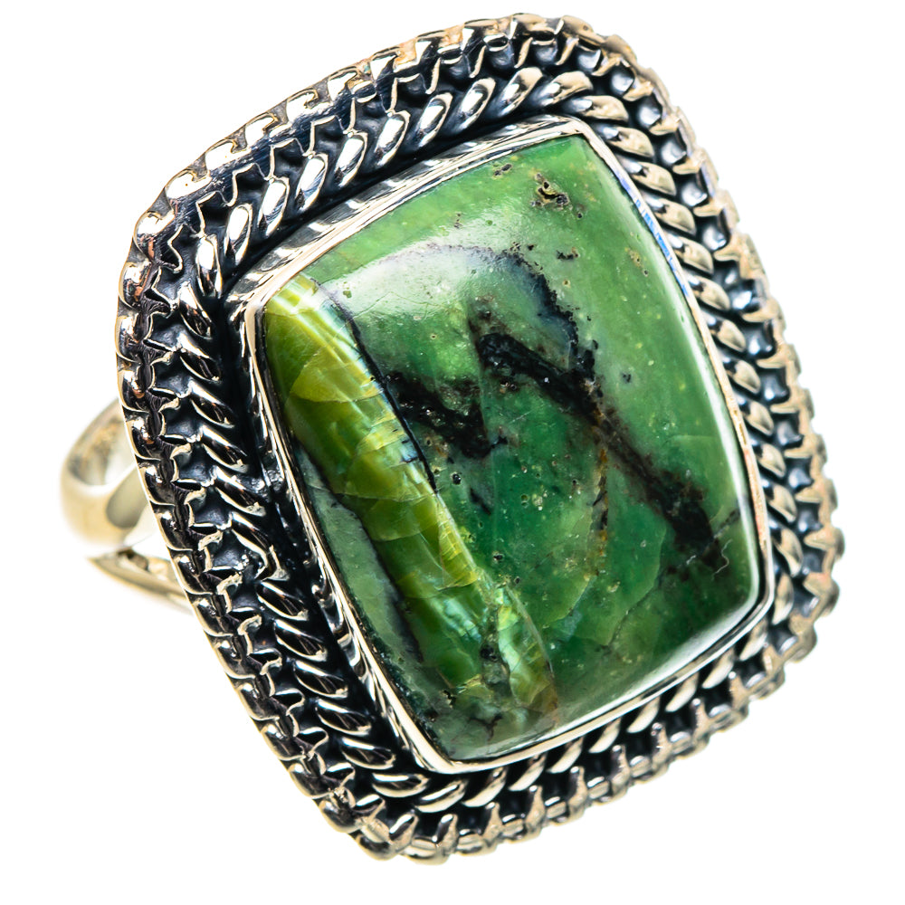 African Green Opal Rings handcrafted by Anasilvercos - RING95949
