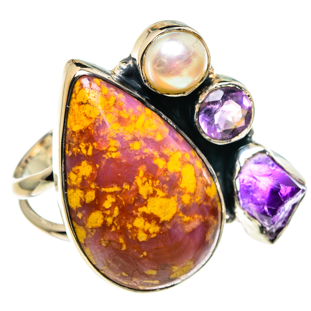 Mookaite, Amethyst, Cultured Pearl Rings handcrafted by Anasilvercos - RING95985