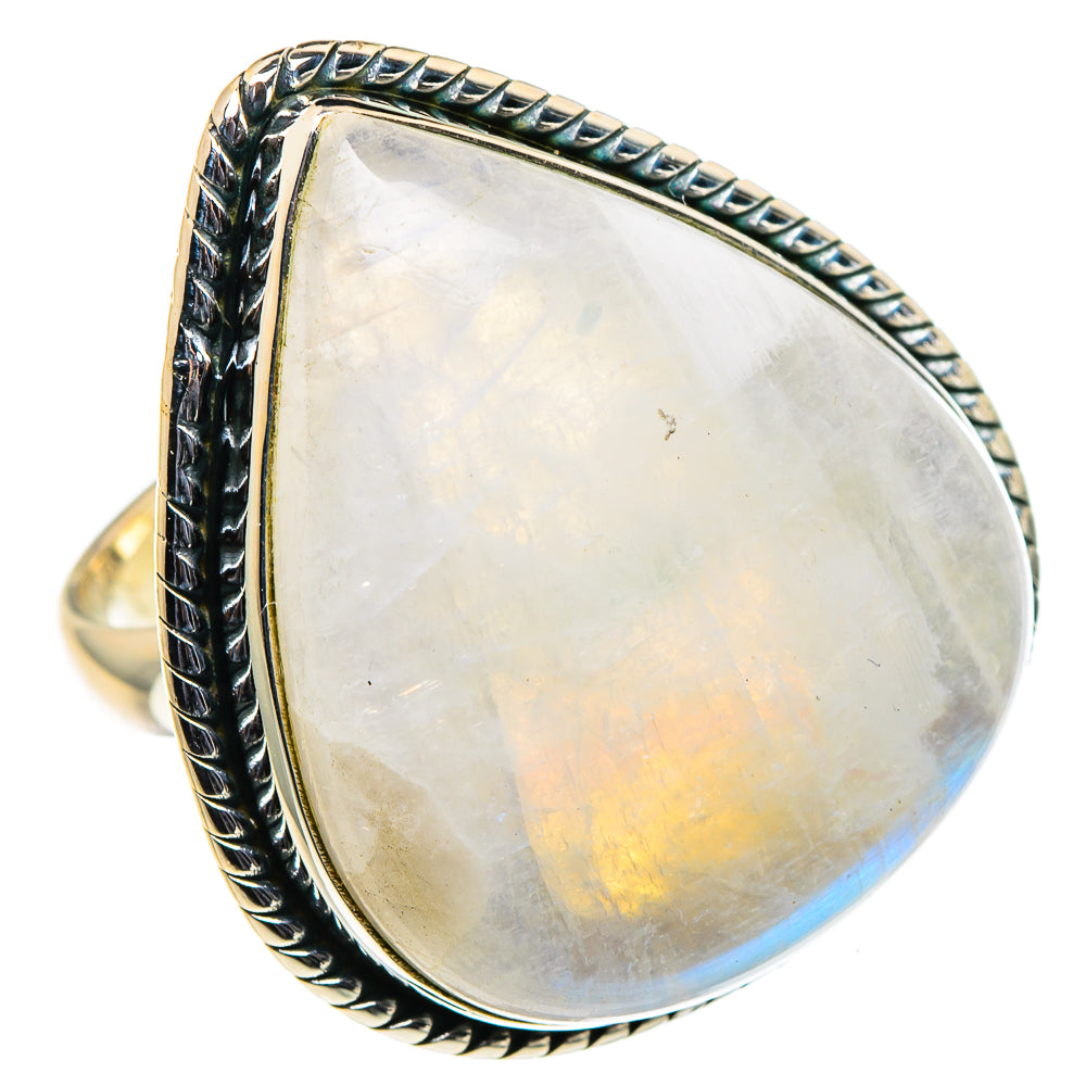 Rainbow Moonstone Rings handcrafted by Anasilvercos - RING96023