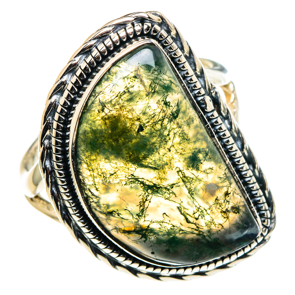 Green Moss Agate Rings handcrafted by Anasilvercos - RING96082