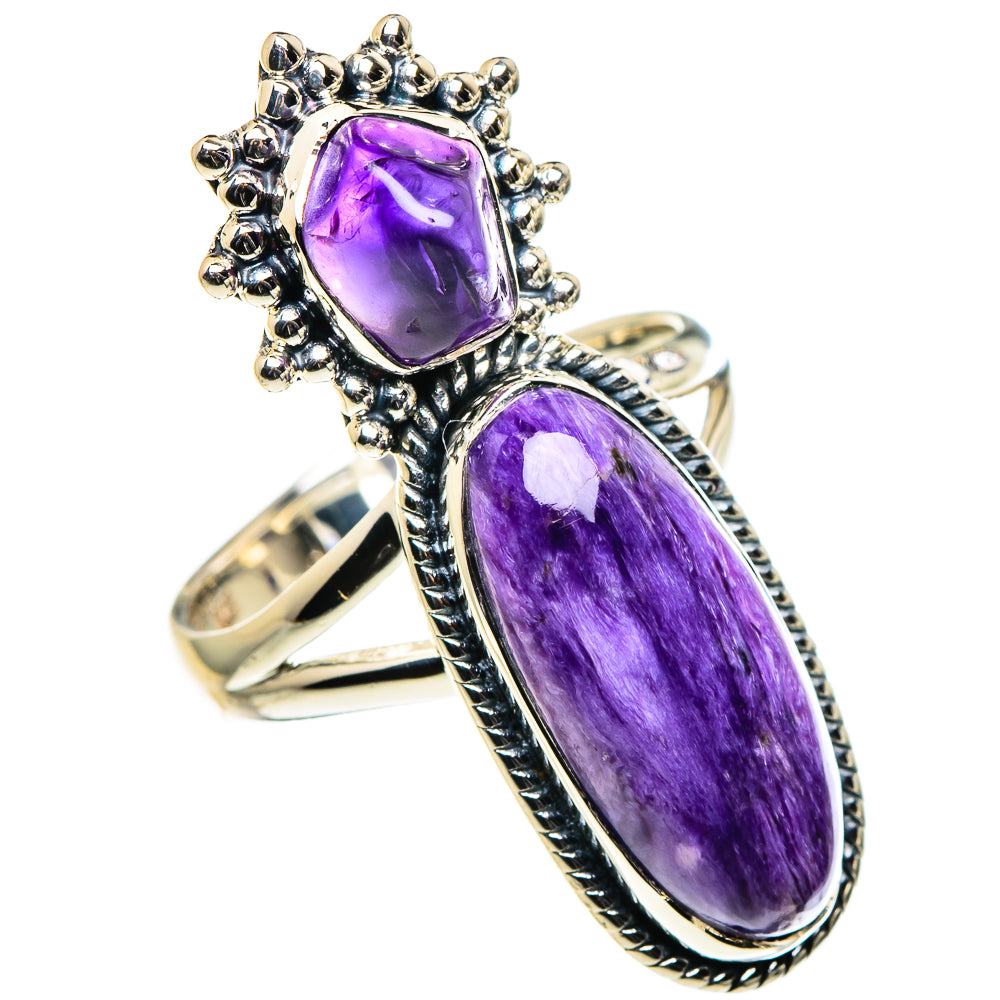 Charoite, Amethyst Rings handcrafted by Anasilvercos - RING96099