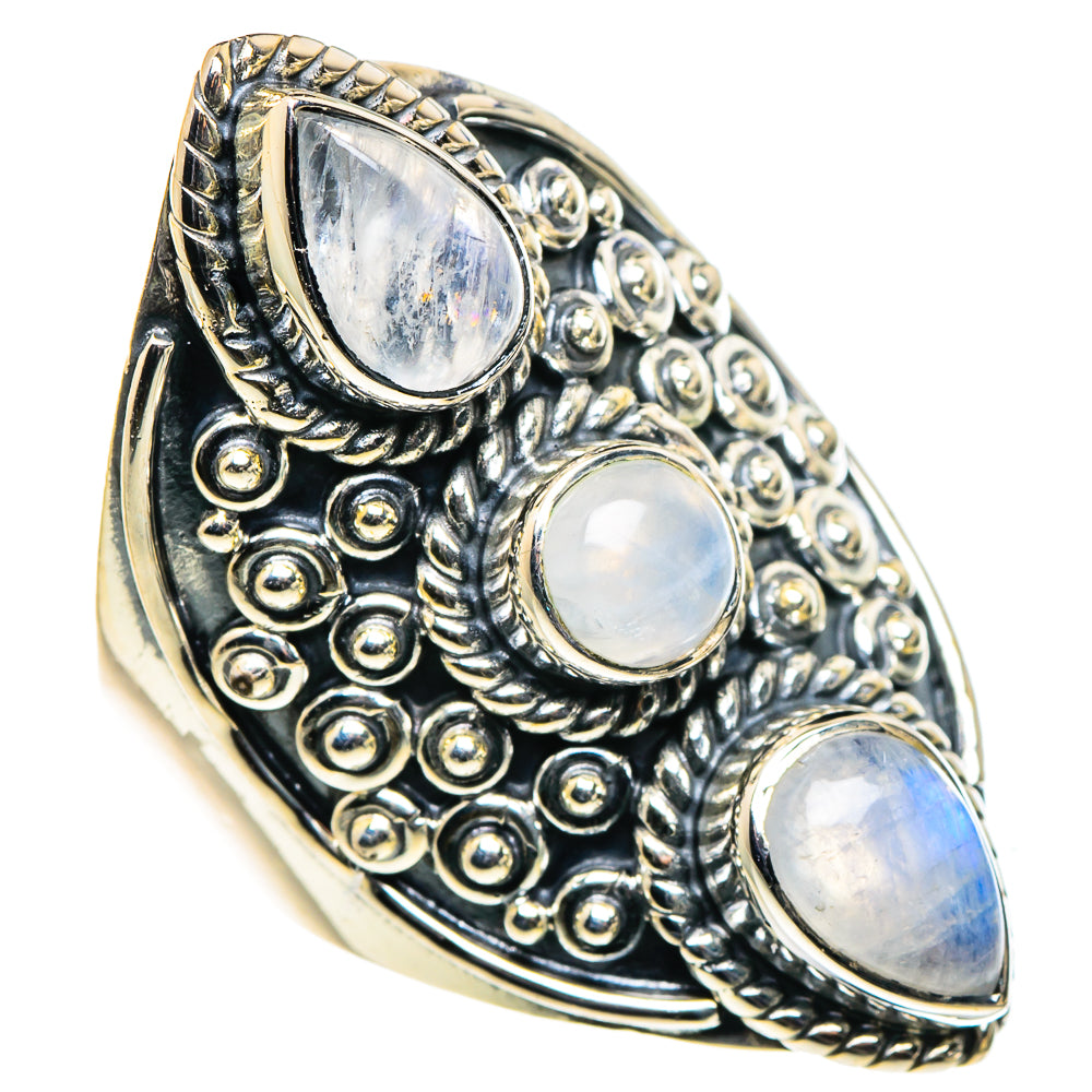 Rainbow Moonstone Rings handcrafted by Anasilvercos - RING96103