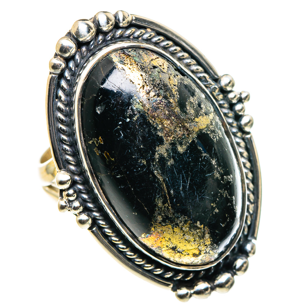 Pyrite In Black Onyx Rings handcrafted by Anasilvercos - RING96134