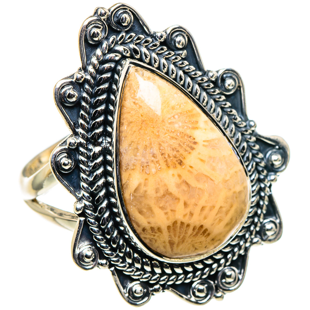 Fossil Coral Rings handcrafted by Anasilvercos - RING96155 - Photo 2