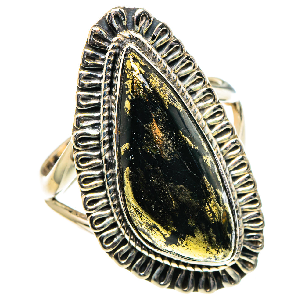 Pyrite In Black Onyx Rings handcrafted by Anasilvercos - RING96257