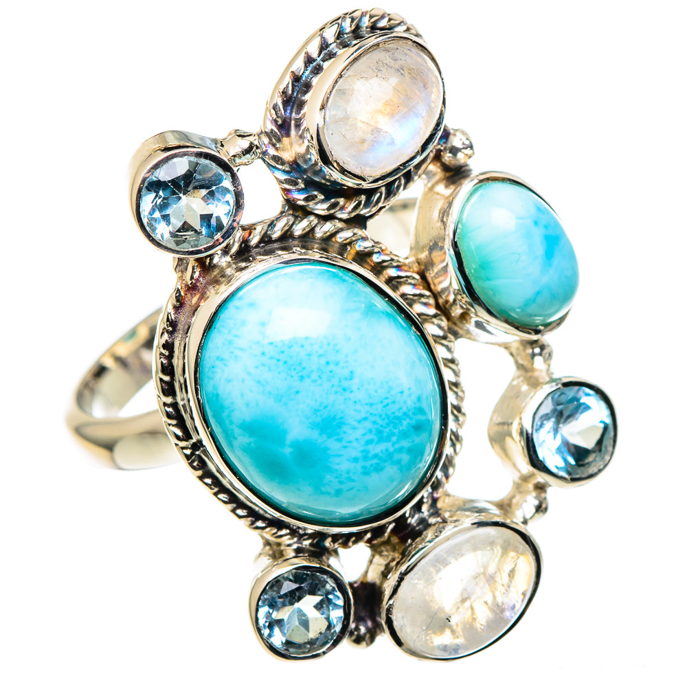 Aquamarine, Larimar, Tanzanite Rings handcrafted by Anasilvercos - RING96305