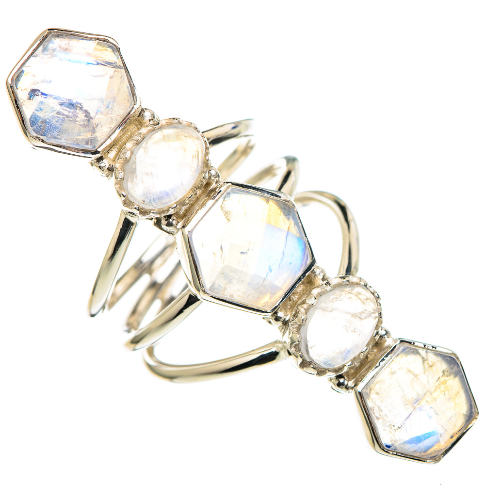 Rainbow Moonstone Rings handcrafted by Anasilvercos - RING96375