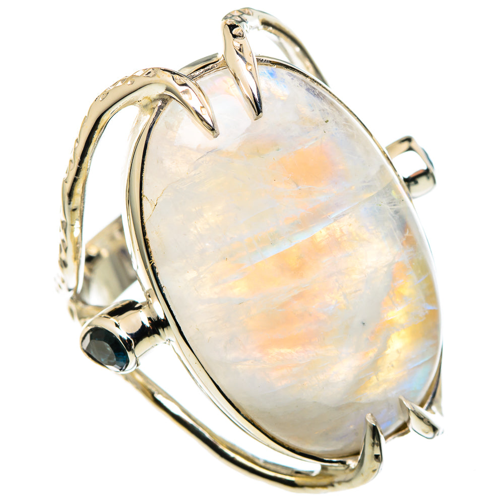 Rainbow Moonstone Rings handcrafted by Anasilvercos - RING96376