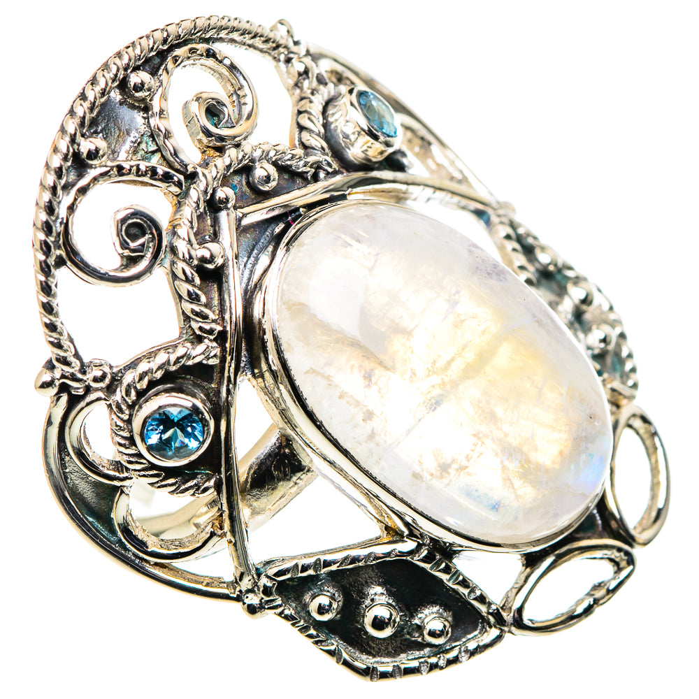 Rainbow Moonstone Rings handcrafted by Anasilvercos - RING96377