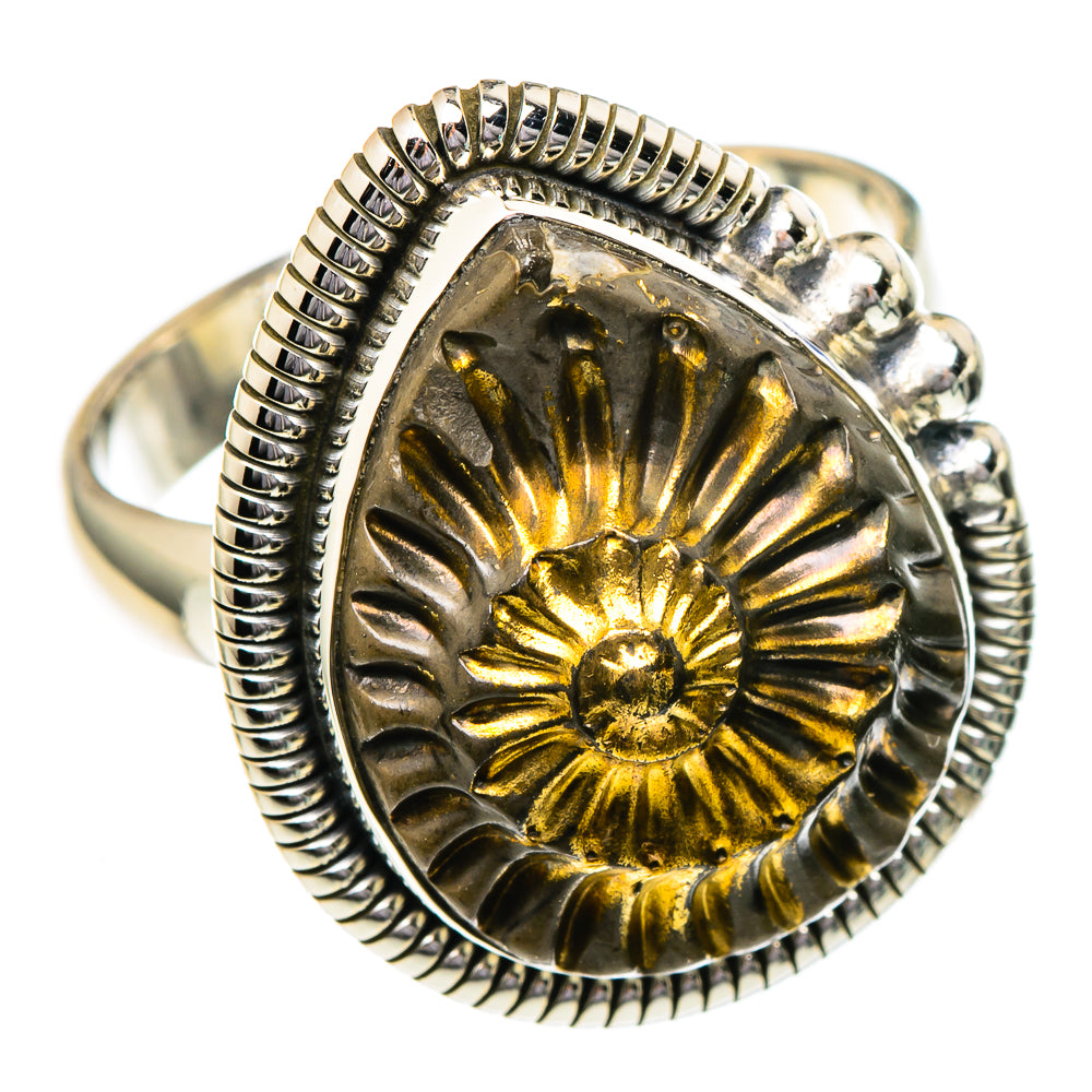 Pyrite Fossil Rings handcrafted by Anasilvercos - RING96534