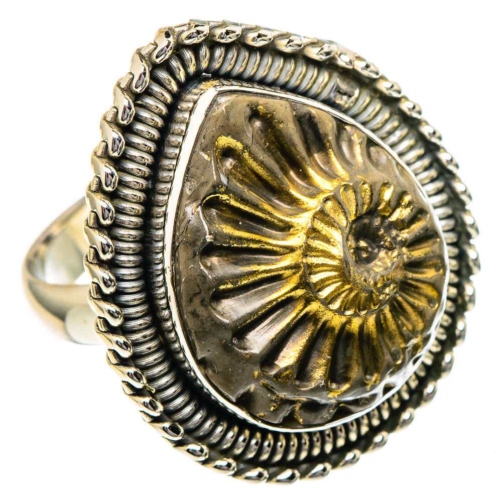 Pyrite Fossil Rings handcrafted by Anasilvercos - RING96598