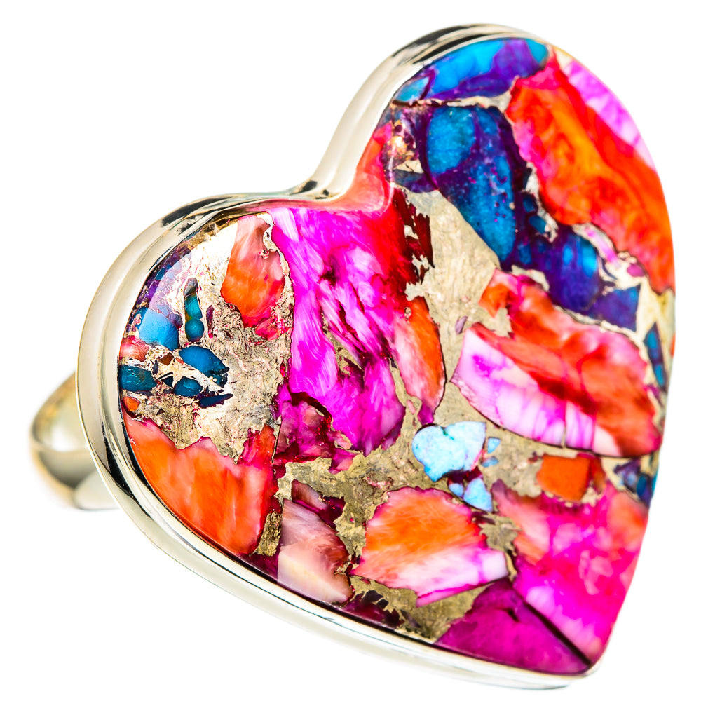 Kingman Pink Dahlia Turquoise Rings handcrafted by Anasilvercos - RING96603