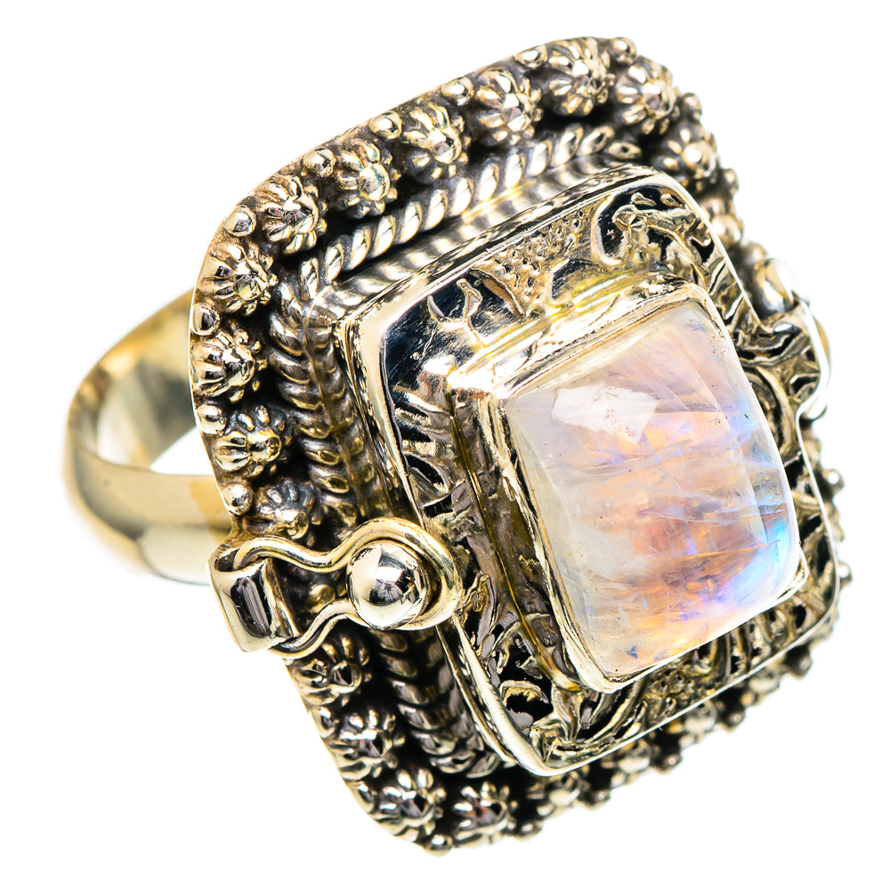 Rainbow Moonstone Rings handcrafted by Anasilvercos - RING96702