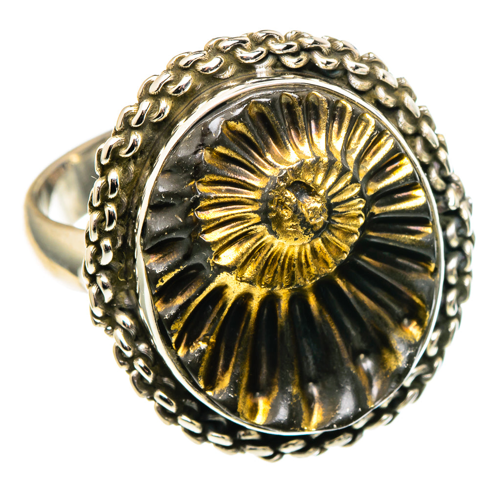Pyrite Fossil Rings handcrafted by Anasilvercos - RING96775
