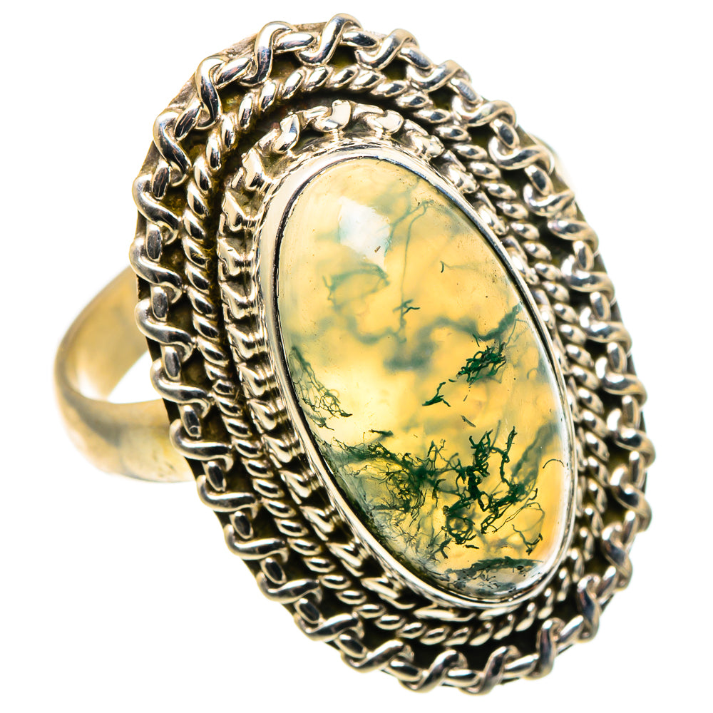Green Moss Agate Rings handcrafted by Anasilvercos - RING96907