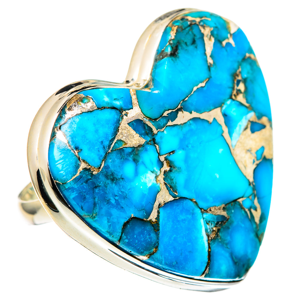 Blue Copper Composite Turquoise Rings handcrafted by Anasilvercos - RING96969