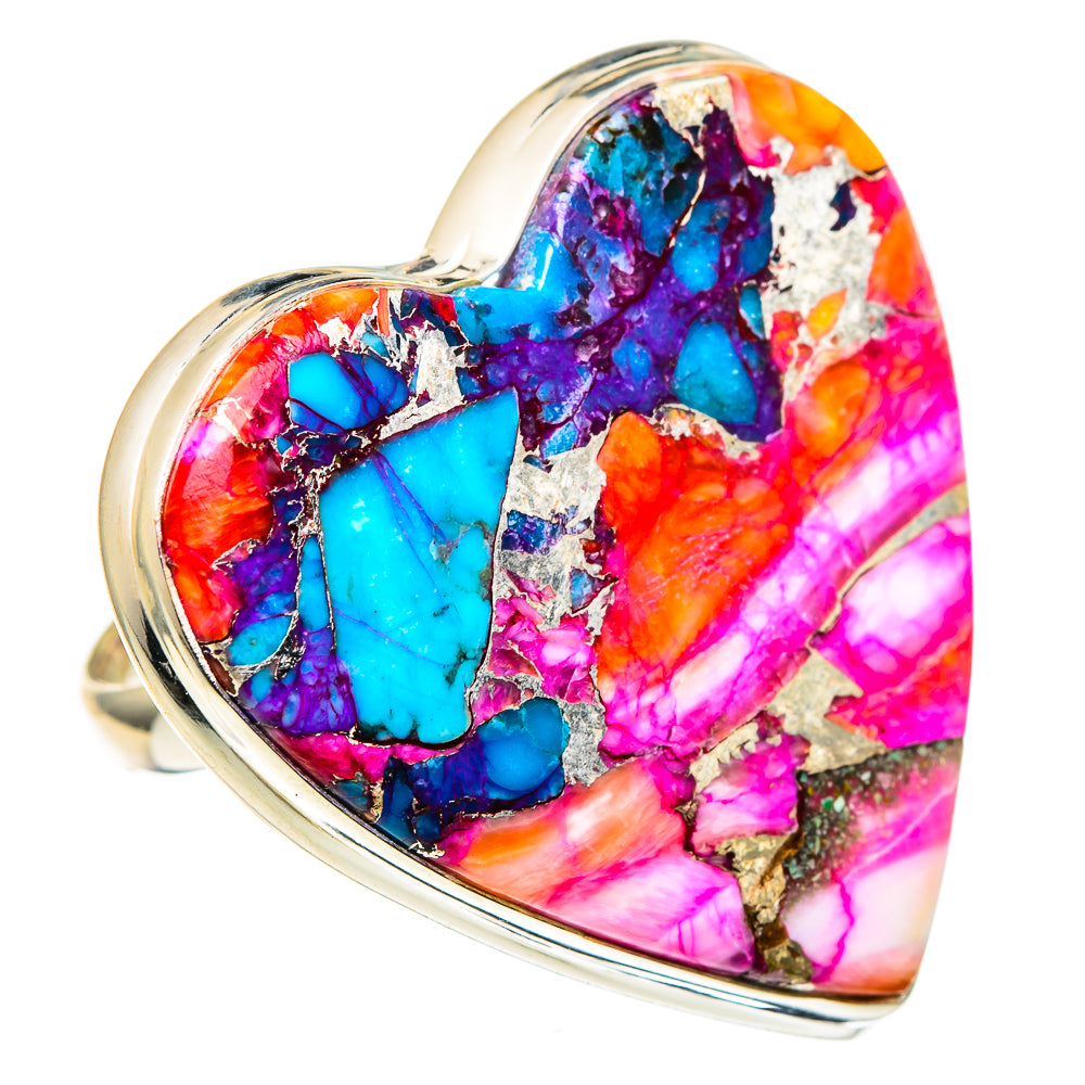 Kingman Pink Dahlia Turquoise Rings handcrafted by Anasilvercos - RING96996