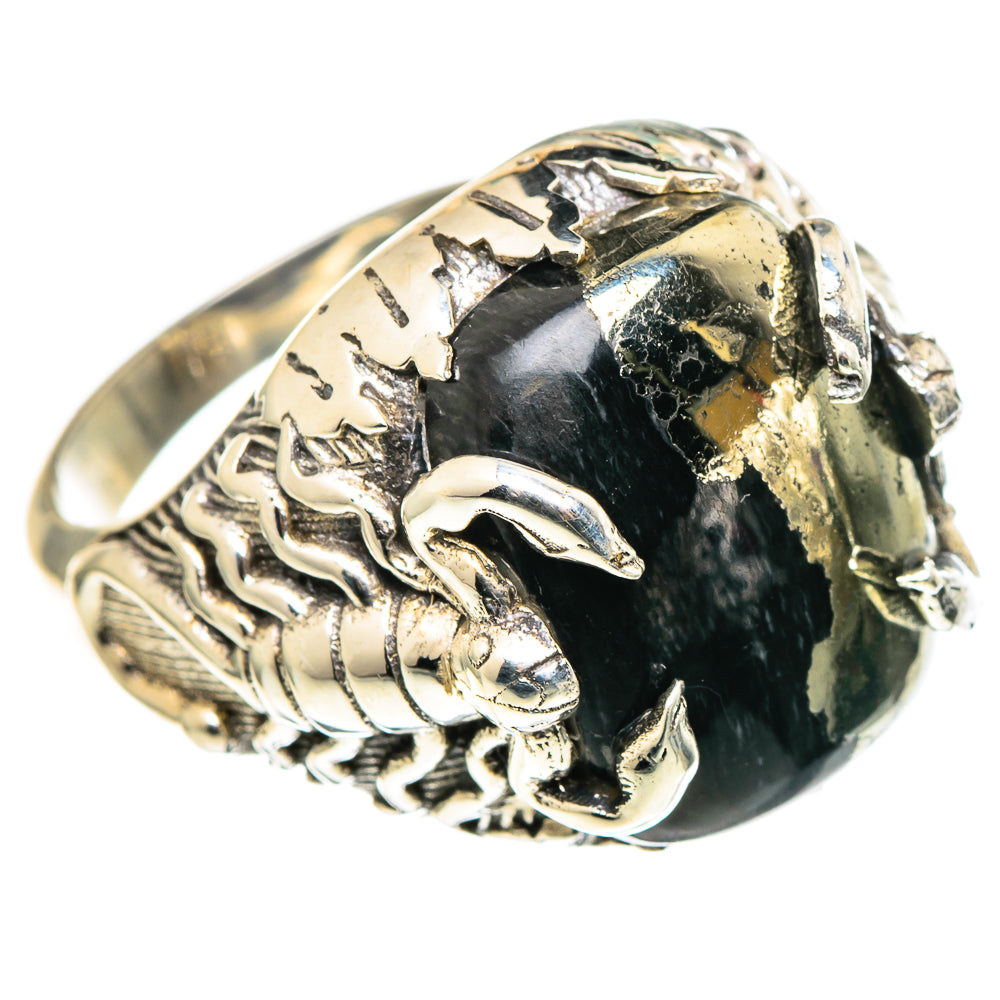 Pyrite In Black Onyx Rings handcrafted by Anasilvercos - RING97015