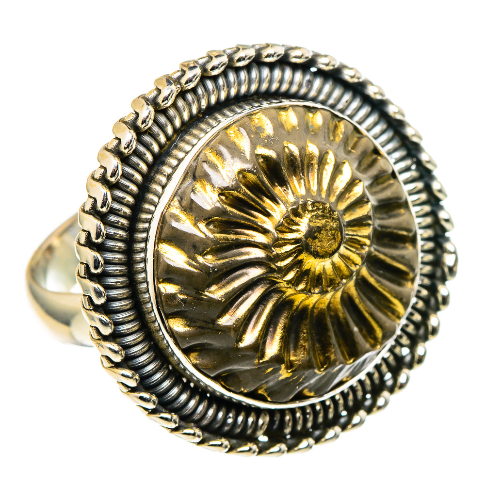 Pyrite Fossil Rings handcrafted by Anasilvercos - RING97029