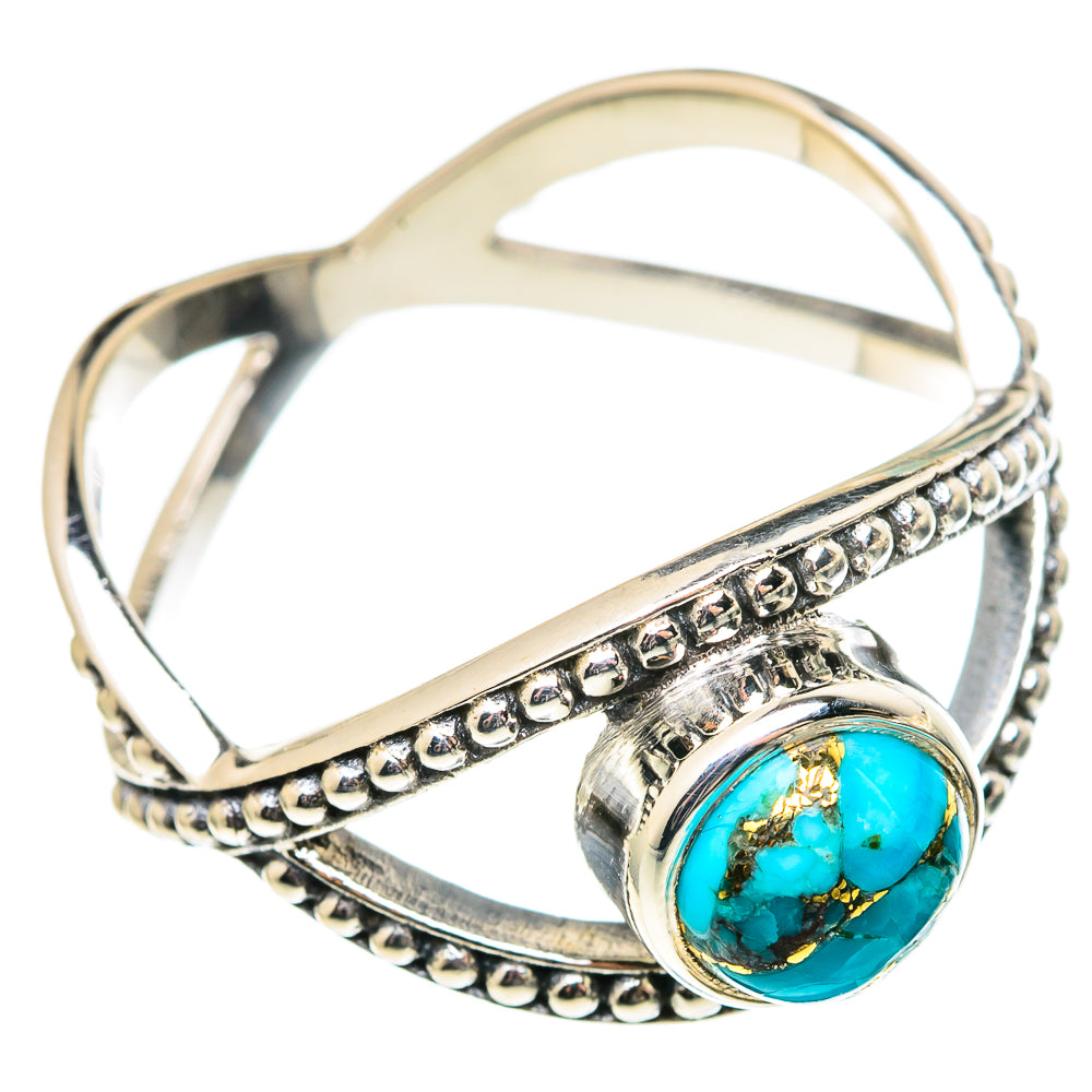 Blue Copper Composite Turquoise Rings handcrafted by Anasilvercos - RING97155