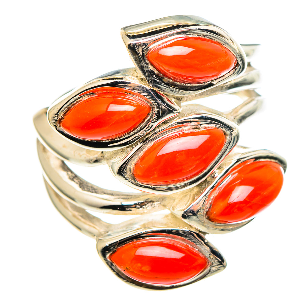 Mediterranean Red Coral Rings handcrafted by Anasilvercos - RING97171